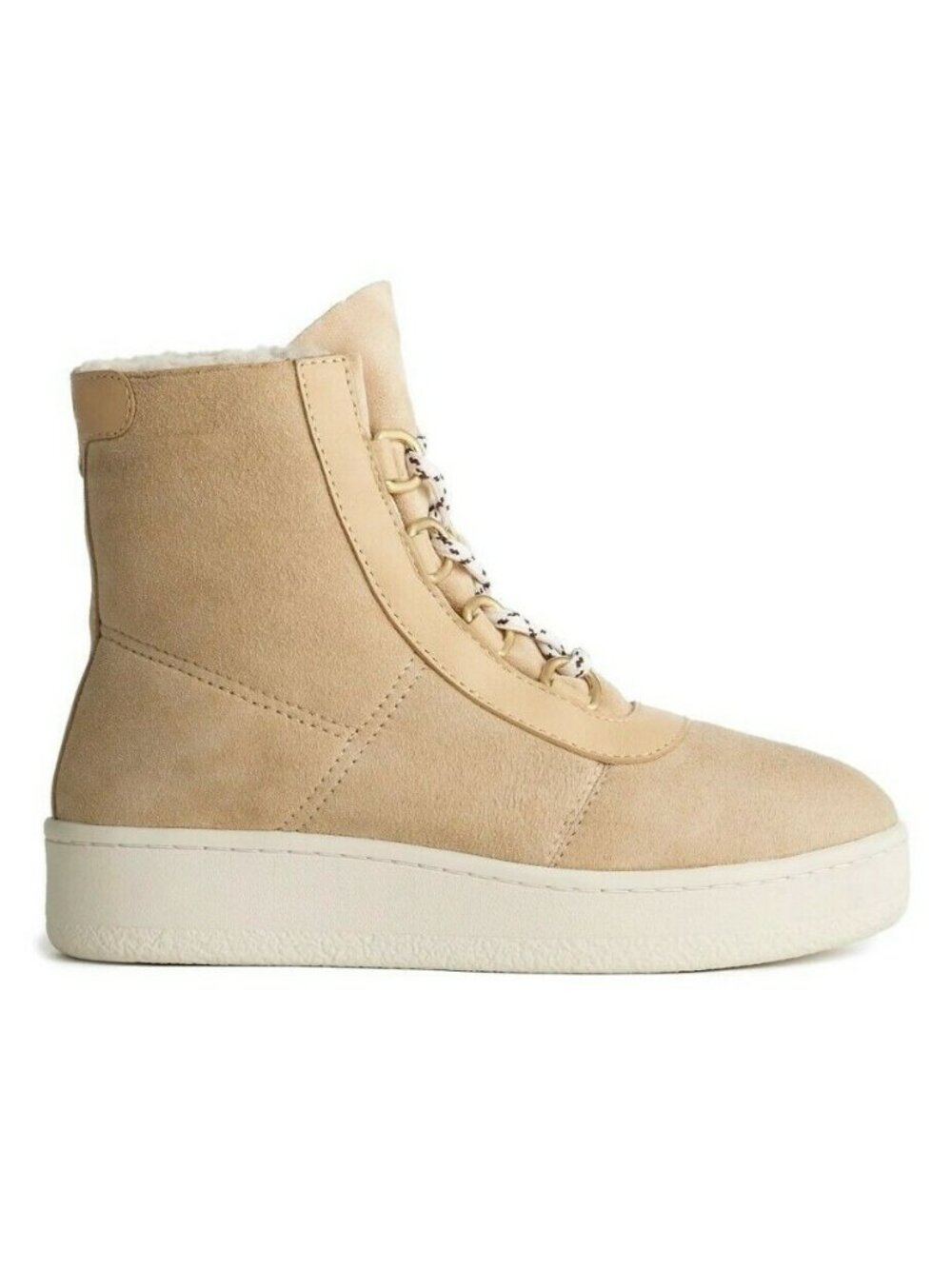 Rag & Bone Oslo Suede & Shearling Lace Up Winter Boots Stone Beige Size 37, US 7 - Picture 2 of 6